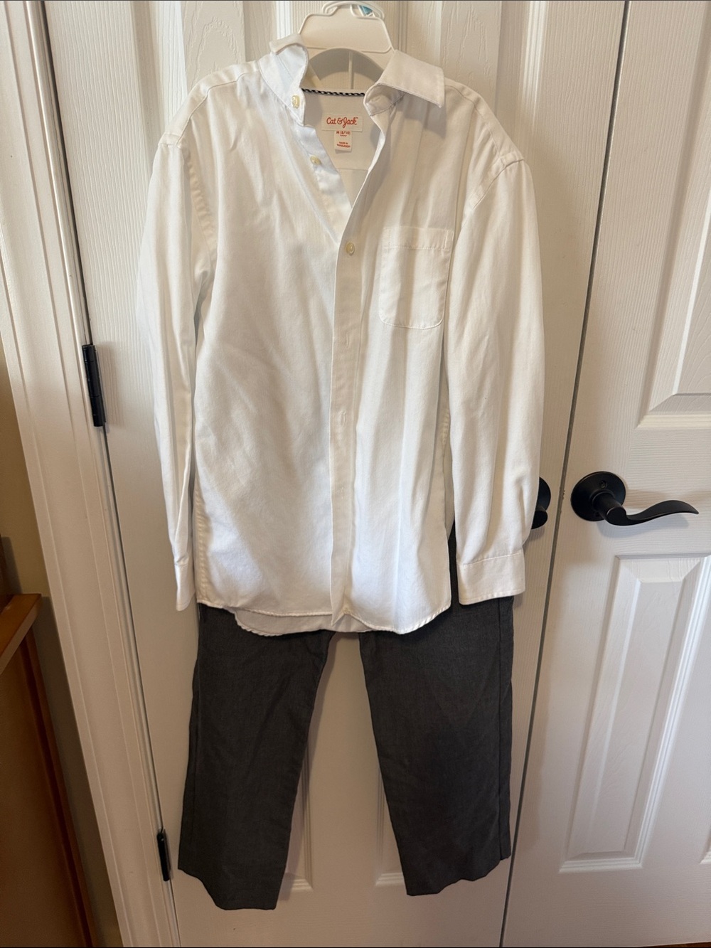 Cat & Jack White Long-Sleeve Button-Up Dress Shirt and slacks bundle